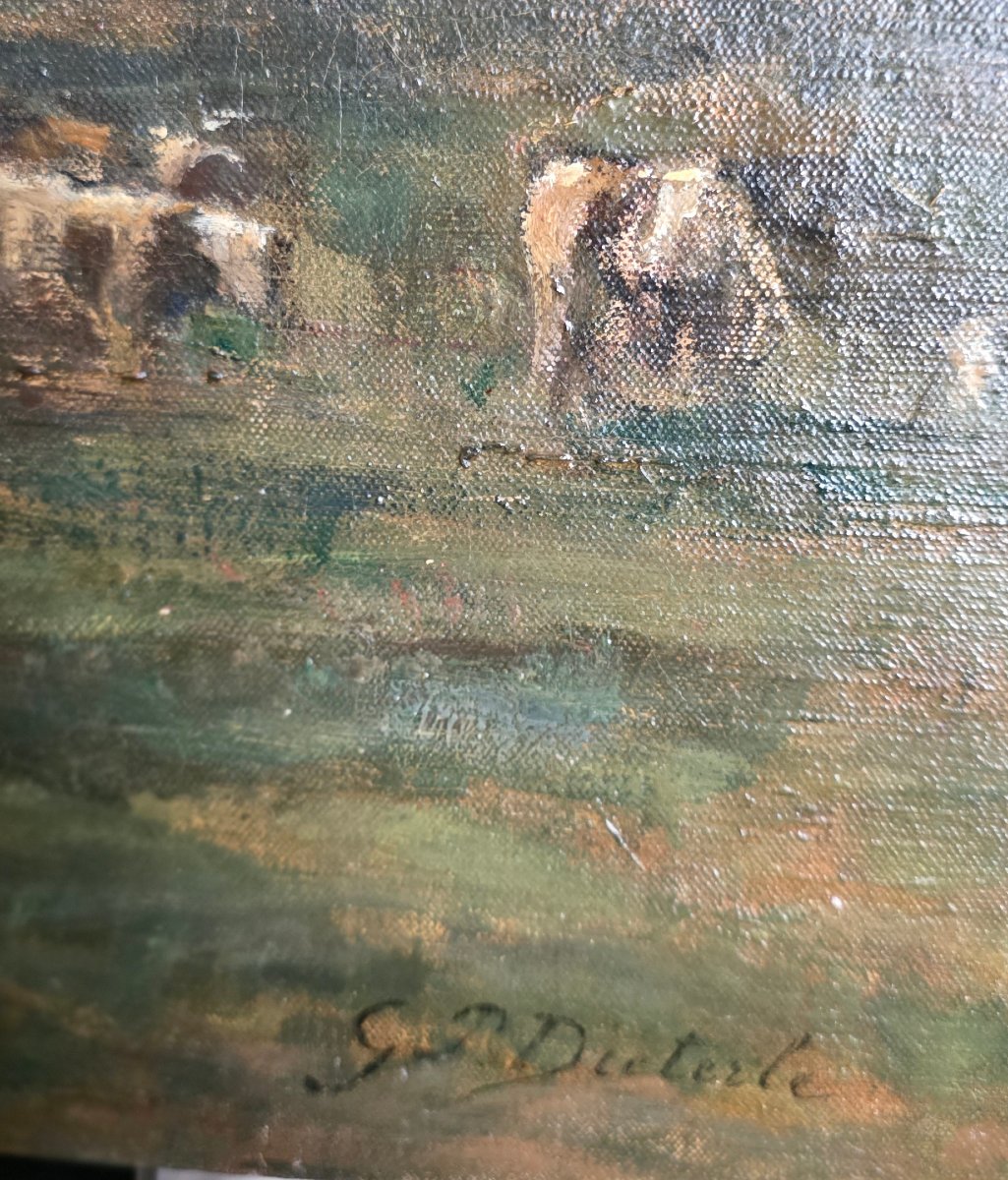 Georges Pierre Detierle. Paysage et troupeau.-photo-2