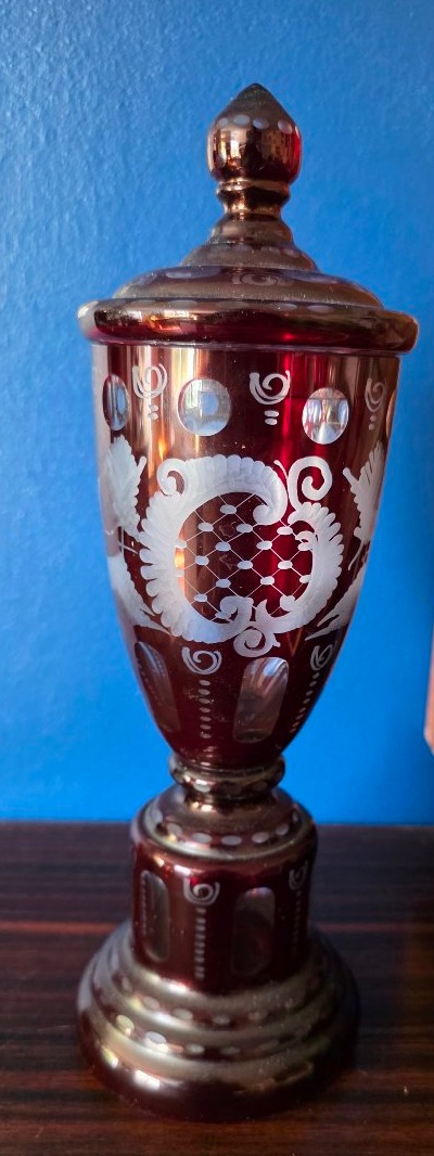 19th-century Candy Dish. Bohemian Crystal.-photo-2