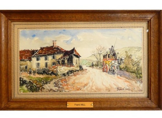 Frank WILL. Le relais de poste. Aquarelle.