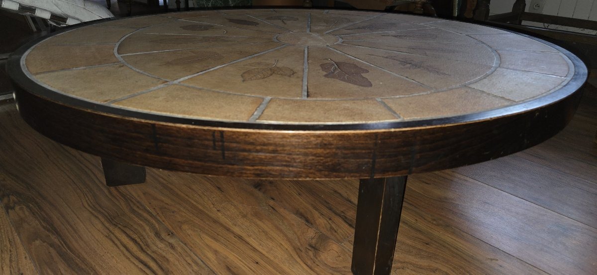 Roger Capron. Oval Coffee Table. Herbier Model.-photo-2