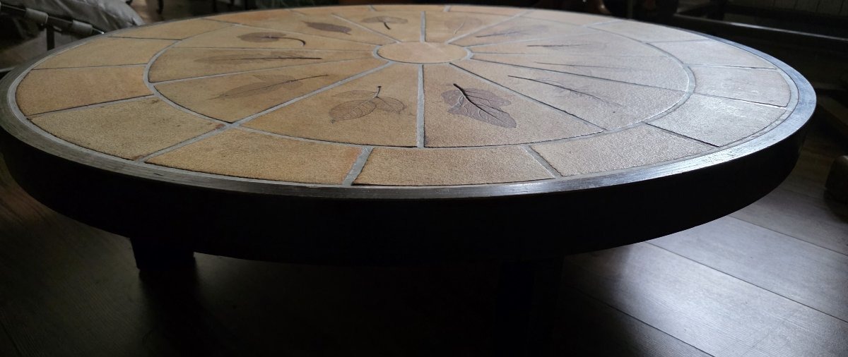 Roger Capron. Oval Coffee Table. Herbier Model.-photo-3