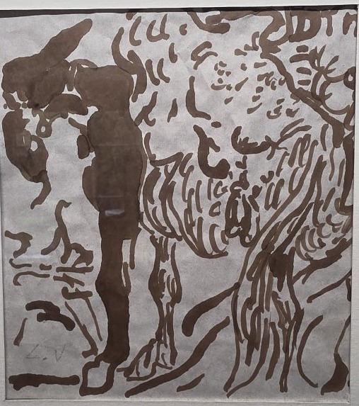 Louis VALTAT. L'ane. Lavis.-photo-2