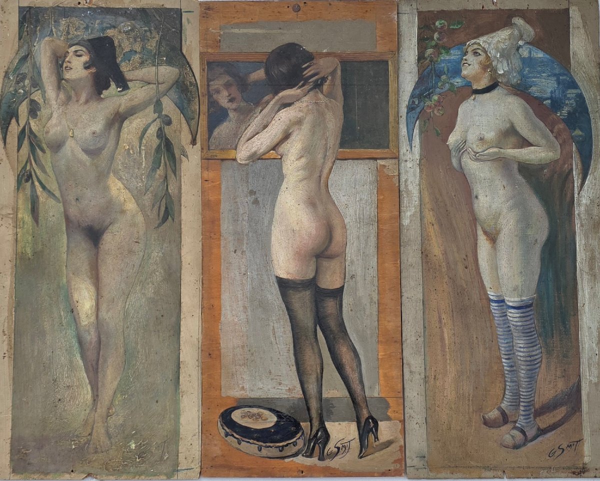 Gaston Smit. Series Of 3 Oil Paintings On Panel