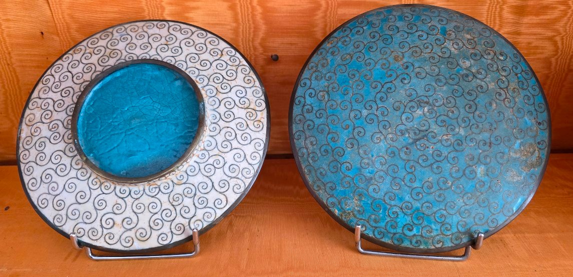 Plates. Cloisonné. 19th Century-photo-2