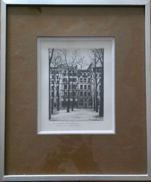 Andre Renoux. Place Dauphine. Etching.-photo-2