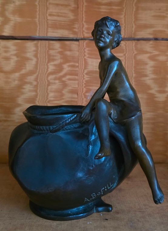 Antoinne Bofill. Child On A Jar. Bronze.