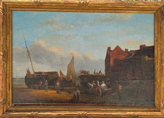 Fishing Scene. Dutch School, Late 18th Century.