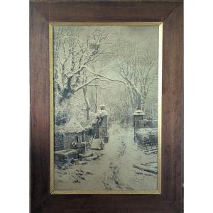 Grand Fusain. Paysage d'Hiver. Karl Bengel.