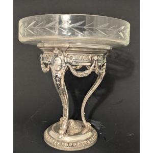 Coupe en métal argenté et cristal. 19 ème. Maison Gallia.