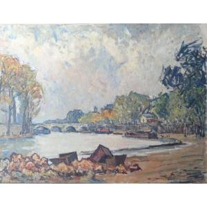 Le pont Marie. Maurice Fongueuse. 1950.
