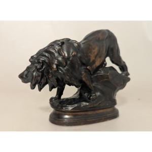 Lion. Prosper Lecourtier. Bronze.