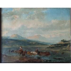 Landscape And Herd. French School, 19th Century.