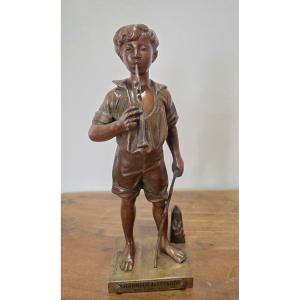 The Lizard Charmer. Adolphe Jean Lavergne (1863-1928). Bronze