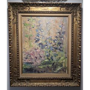 Bouquet de Lupins. Georges Berger. Huile sur toile.