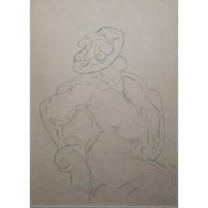 Louis Valtat. Portrait d'élégante. Dessin.