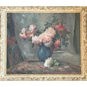 Jean Chaleyé ( 1878.1960). Bouquet Of Roses. Oil On Canvas.