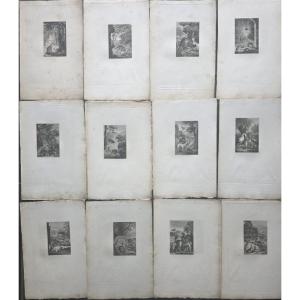 Suite complète des 60 vignettes pour les fables de La Fontaine.