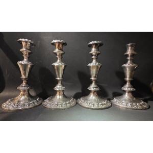 4 flambeaux métal argenté. Reed & Barton.