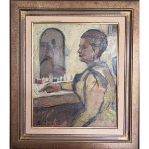 Georges Joubin. Portrait Of Mona Dol At The Théâtre Du Gymnase. 1958.