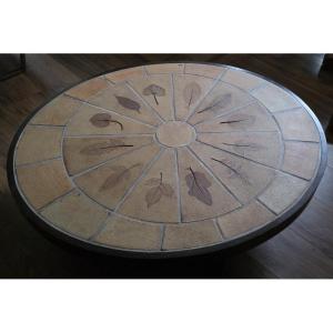 Roger Capron. Table basse ovale. Modèle Herbier.