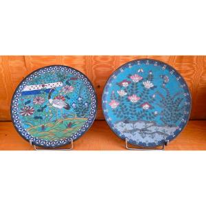 Assiettes . Email cloisonné.19 eme