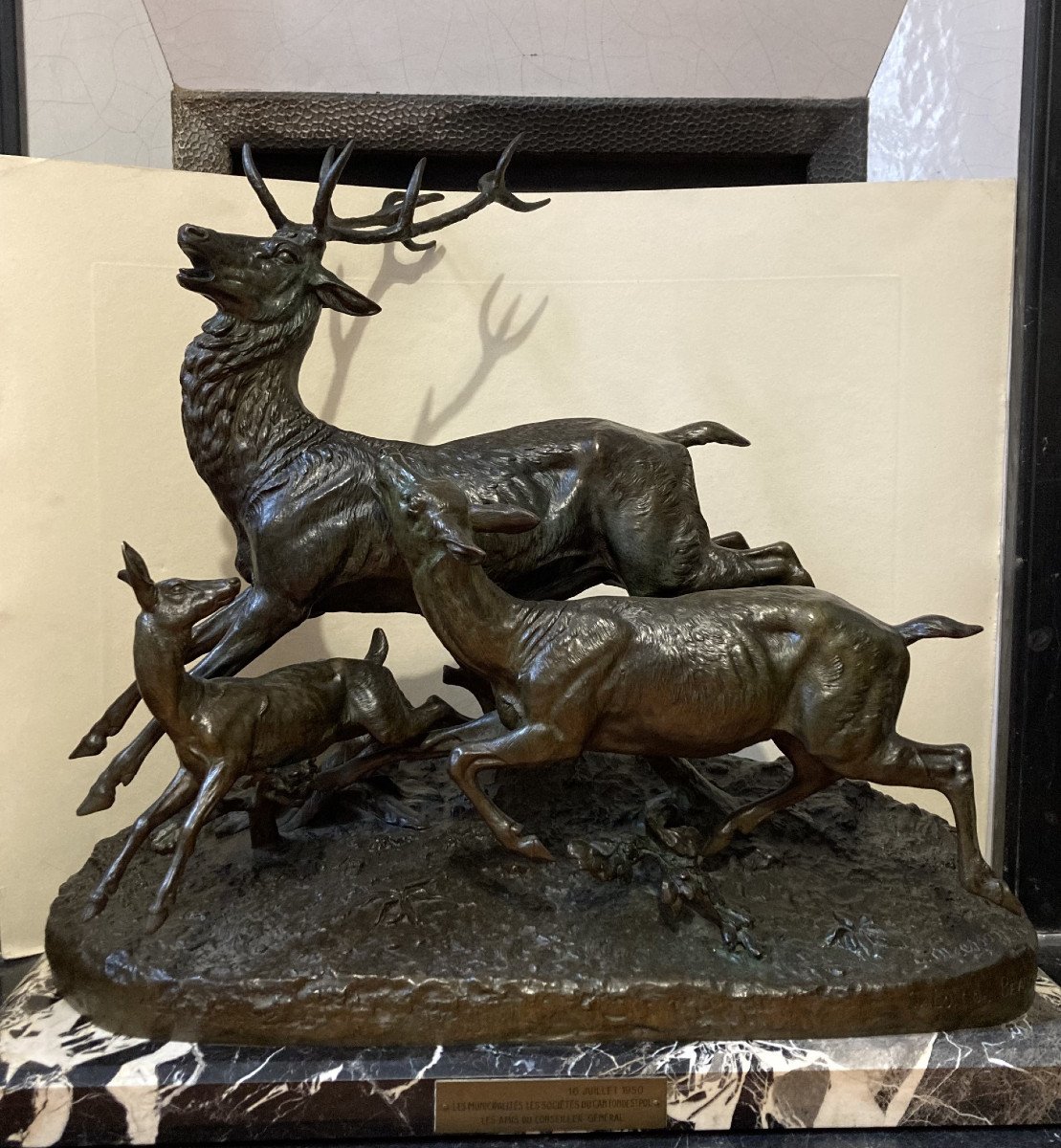 Clovis Masson, Cerf, Biche Et Faon -photo-4