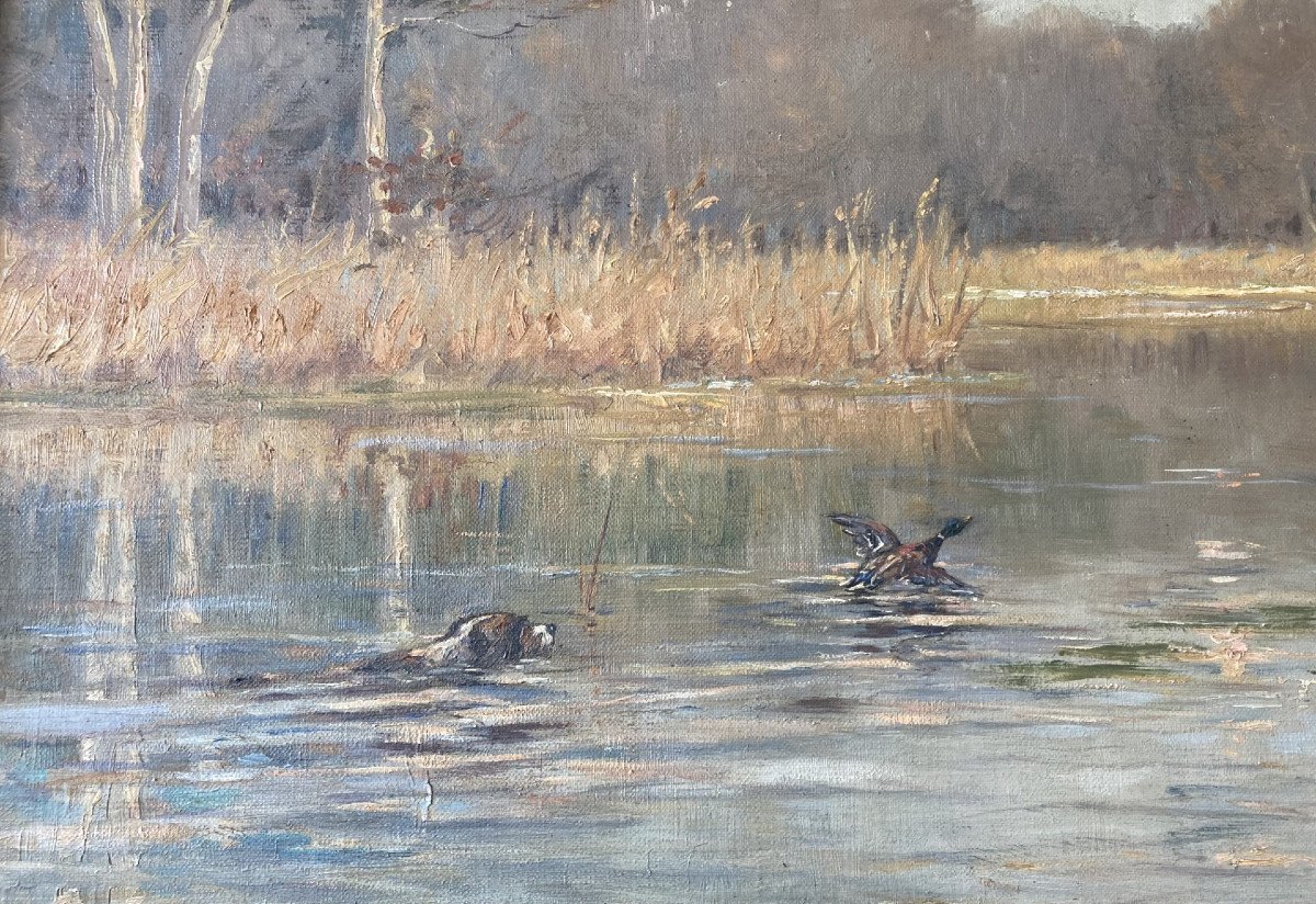 Fernand Maissen, Chien De Chasse Et Canard-photo-3