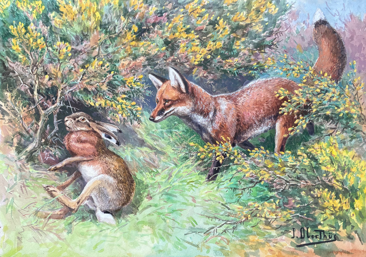Joseph Oberthur, Renard et lièvre pris