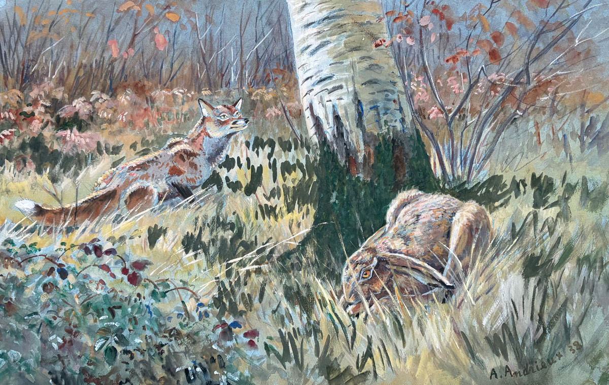 Alfred Andrieux, Renard et lièvre 
