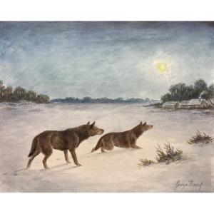 George Tisset, Loups Dans La Neige