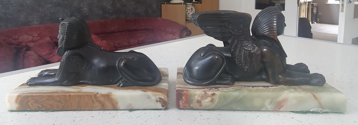 Paire de sphinx en bronze-photo-2