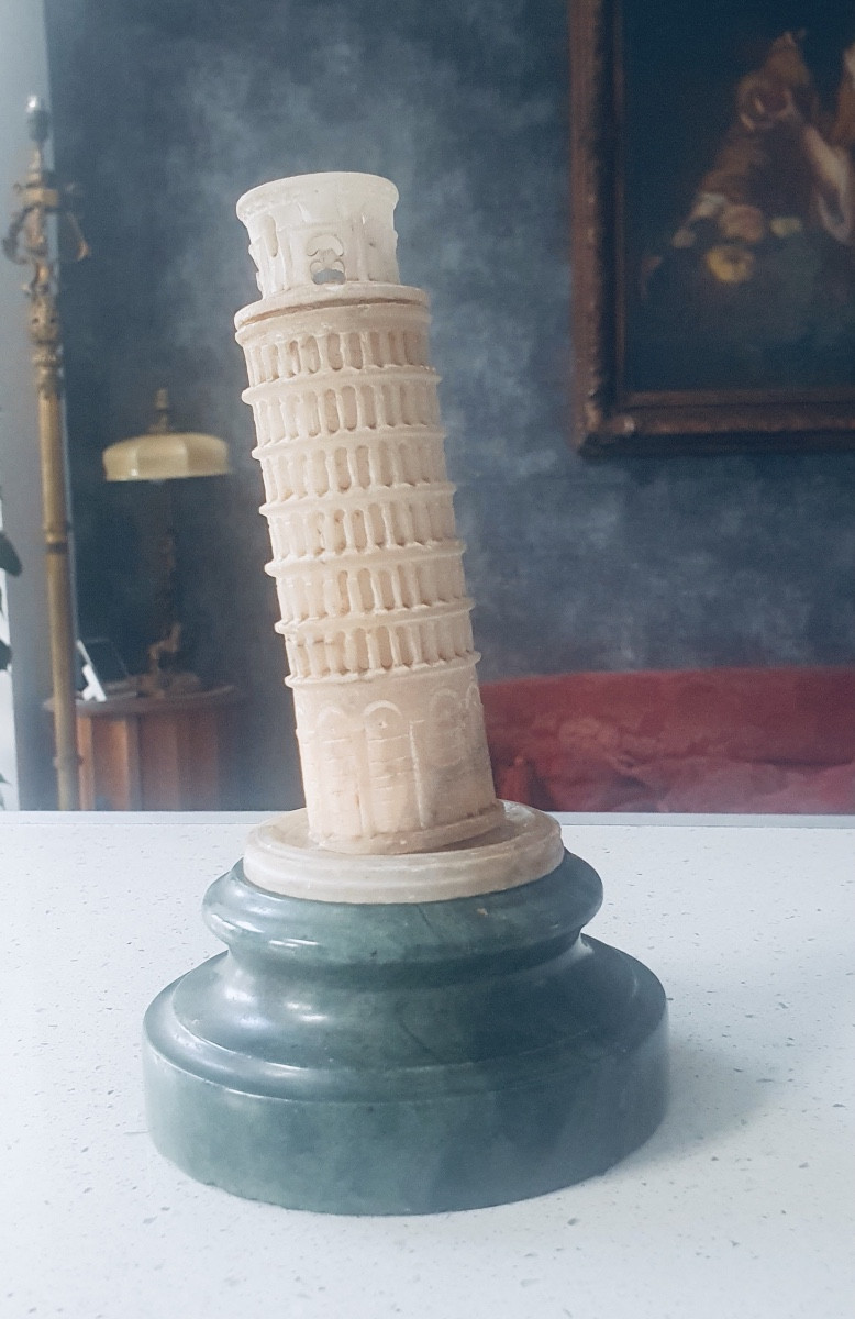 Alabaster Grand Tour Model Of Pisa Tower-photo-2