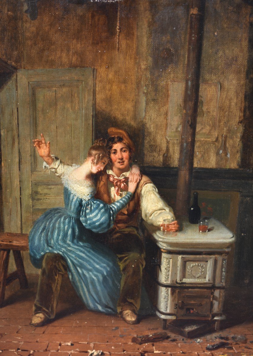 Painting Genre Scene The Betrayed Wife Romantic Italian School 19th Century-photo-2