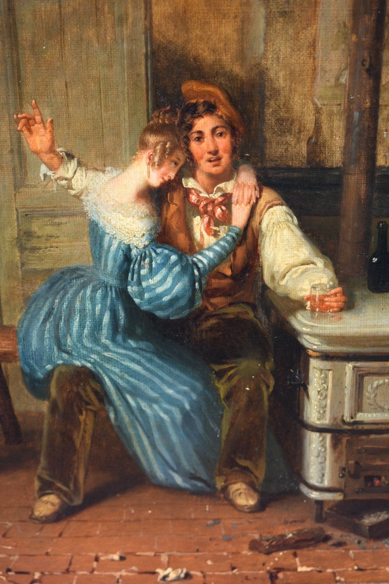 Painting Genre Scene The Betrayed Wife Romantic Italian School 19th Century-photo-3