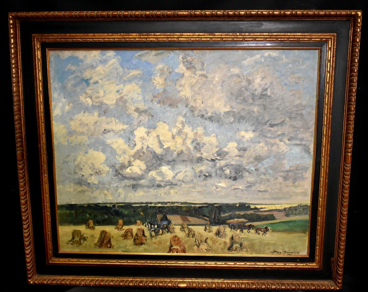 Tableau Huile Paysage Animé Impressionniste Signé Antony Damien (1858-1943)-photo-1