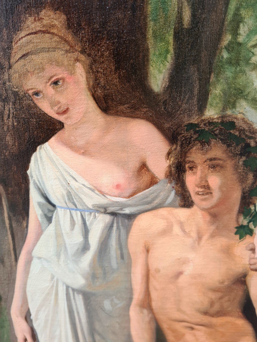 Tableau Scène Néoclassique Mythologique Etrg Puvis De Chavannes Fin XIXème Siècle -photo-1