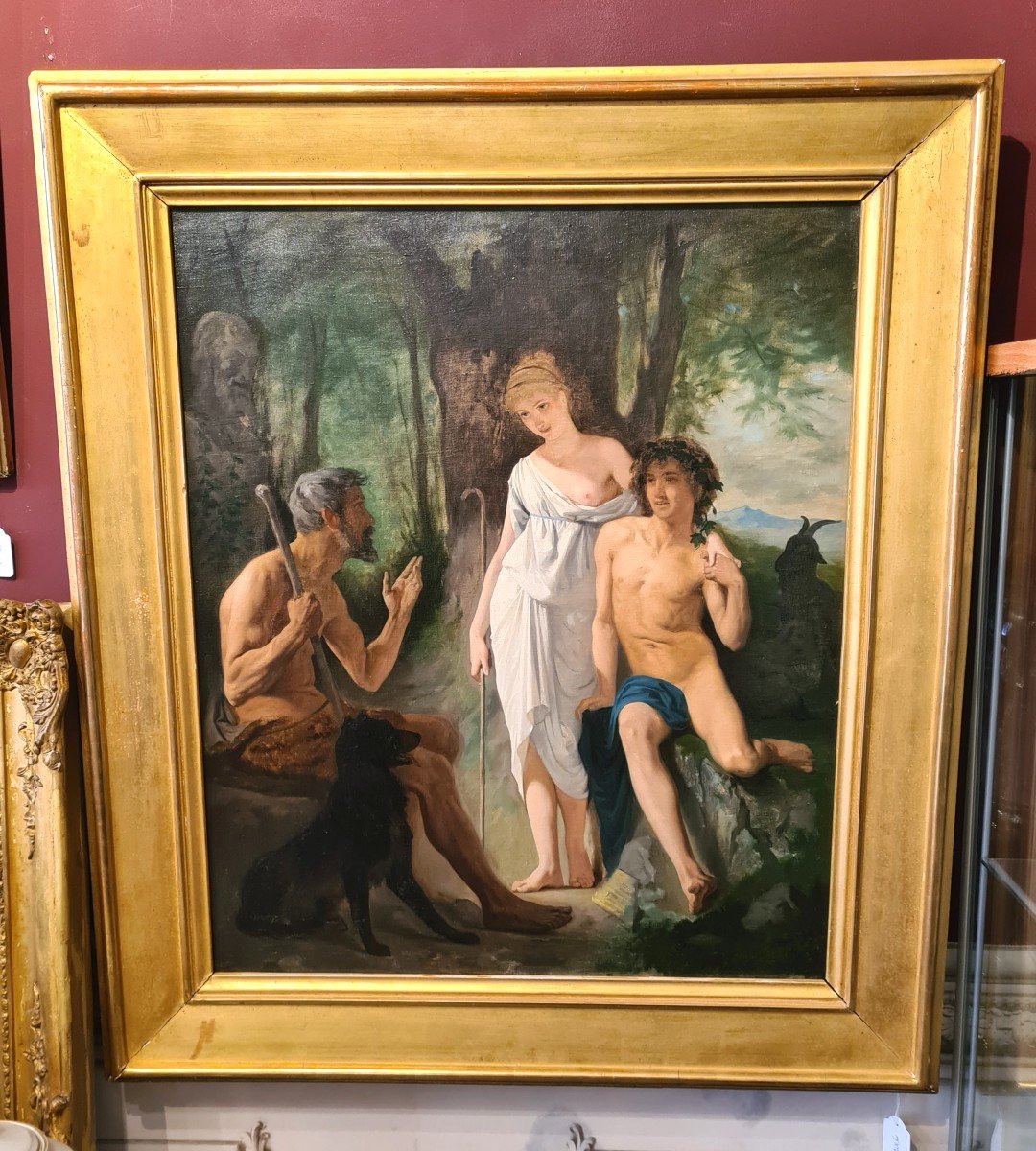 Tableau Scène Néoclassique Mythologique Etrg Puvis De Chavannes Fin XIXème Siècle 