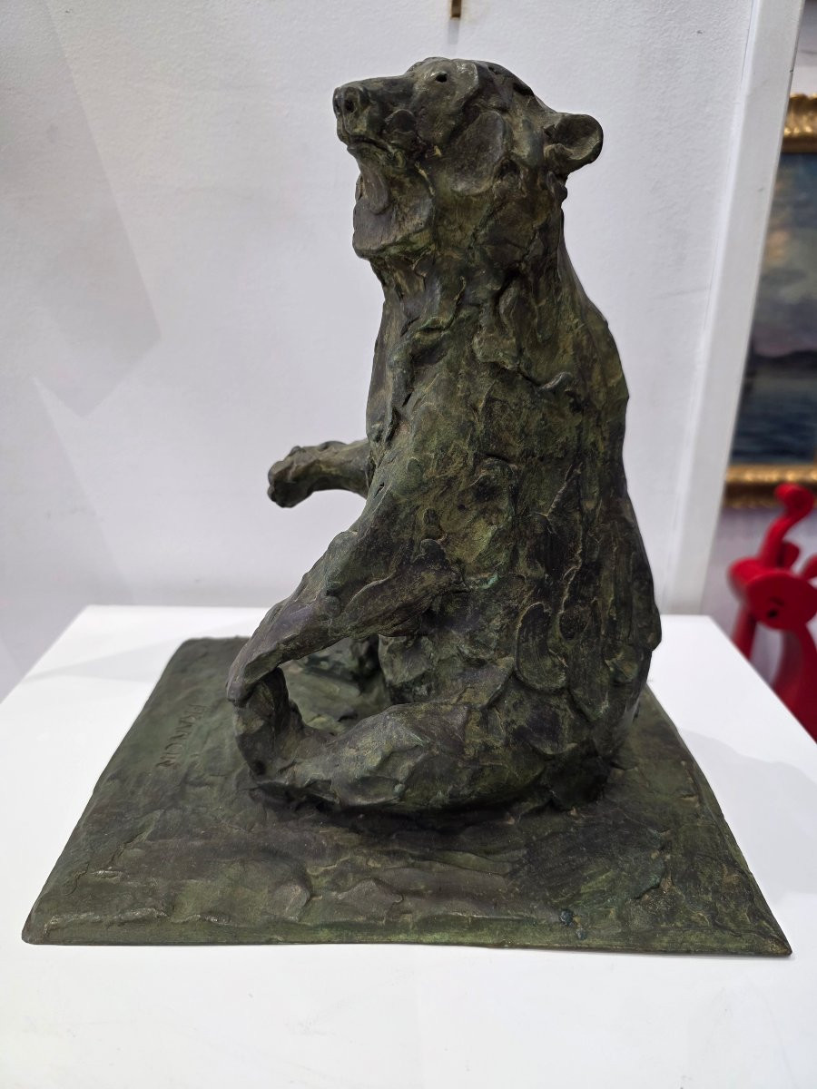 Bronze Animal Bear Lost Wax Signed Frangin 20th Century -photo-1