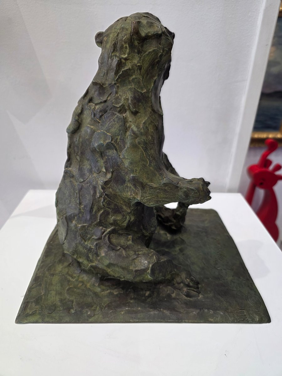 Bronze Animal Bear Lost Wax Signed Frangin 20th Century -photo-3
