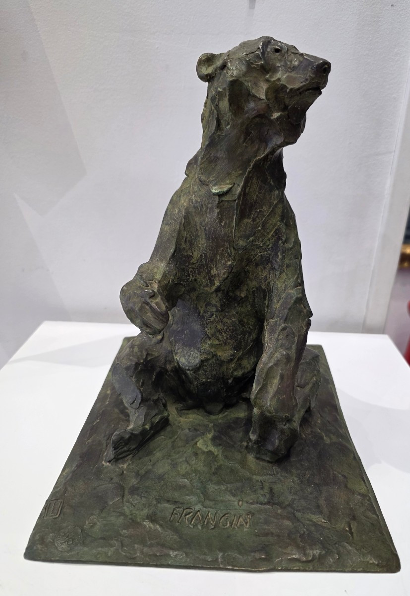 Bronze Animal Bear Lost Wax Signed Frangin 20th Century 