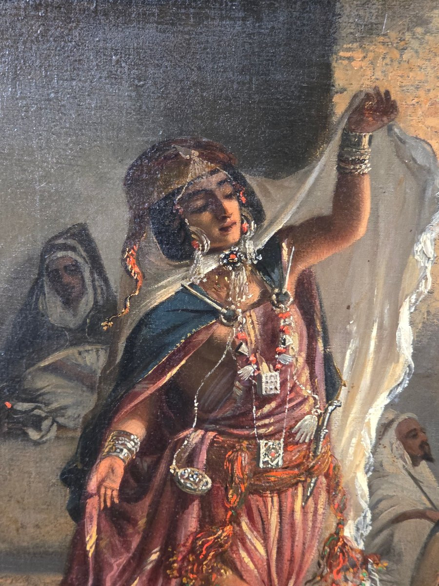 Orientalist Dancer Painting Ouled Naïl Signed Emmanuel Joseph Lauret (1809-1882)-photo-2