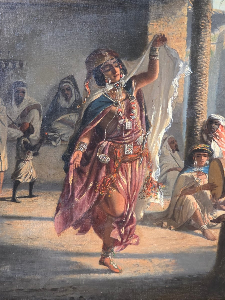 Orientalist Dancer Painting Ouled Naïl Signed Emmanuel Joseph Lauret (1809-1882)-photo-4