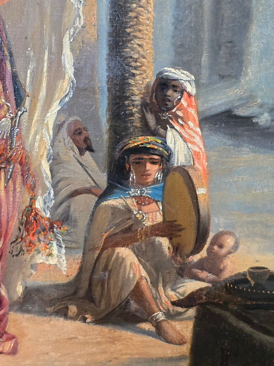 Orientalist Dancer Painting Ouled Naïl Signed Emmanuel Joseph Lauret (1809-1882)-photo-2