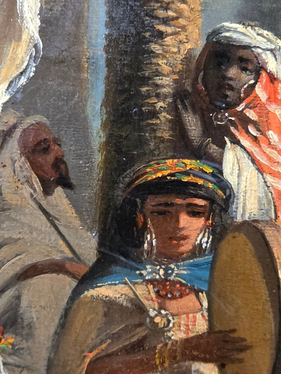 Orientalist Dancer Painting Ouled Naïl Signed Emmanuel Joseph Lauret (1809-1882)-photo-3