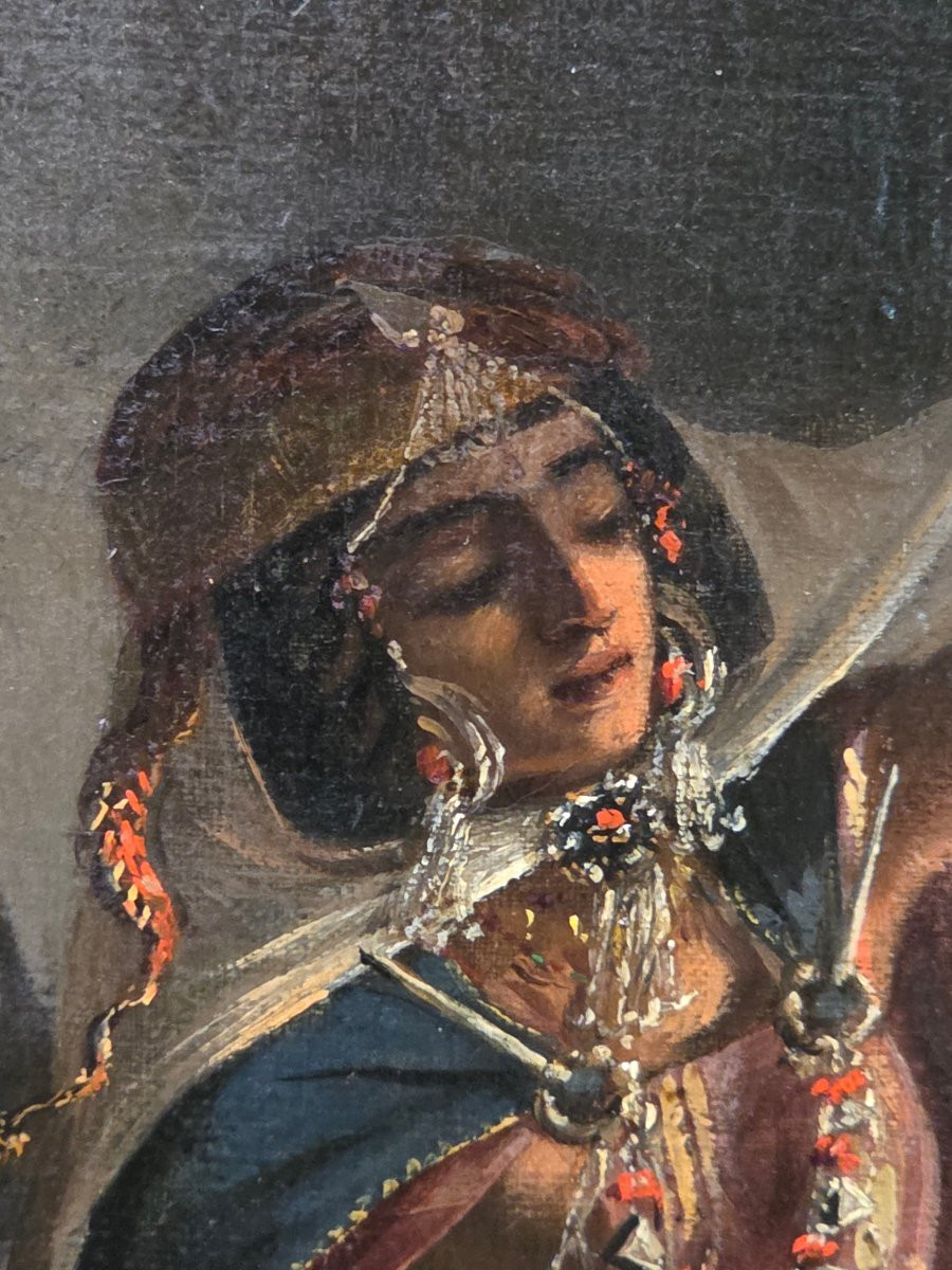 Orientalist Dancer Painting Ouled Naïl Signed Emmanuel Joseph Lauret (1809-1882)-photo-5