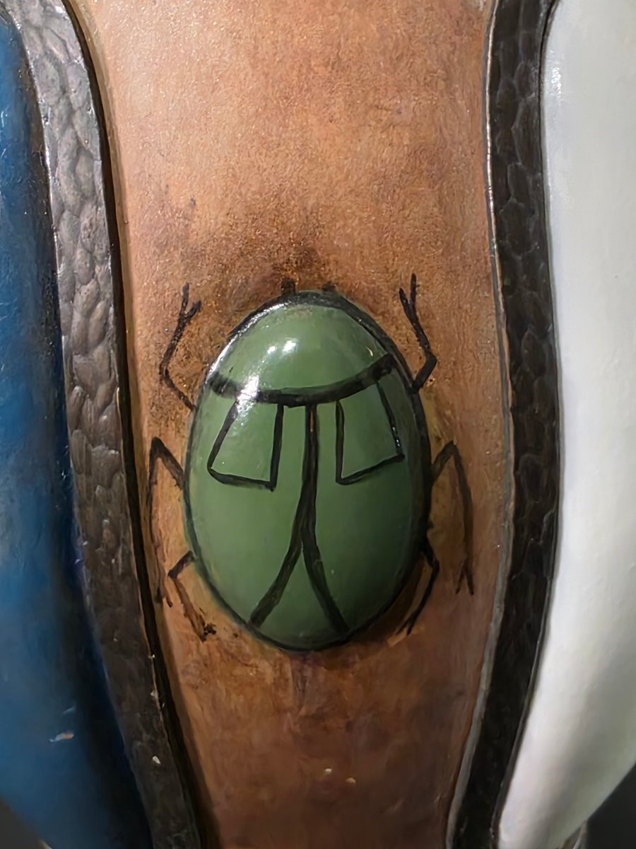 Ceramic Vase With Iron Frame Decorated With Scarabs, Art Deco Period, 1930s-photo-3