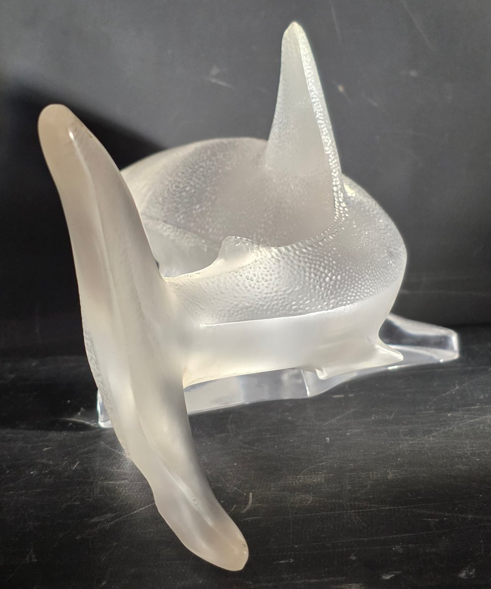 Large Crystal Shark Signed Lalique France-photo-2