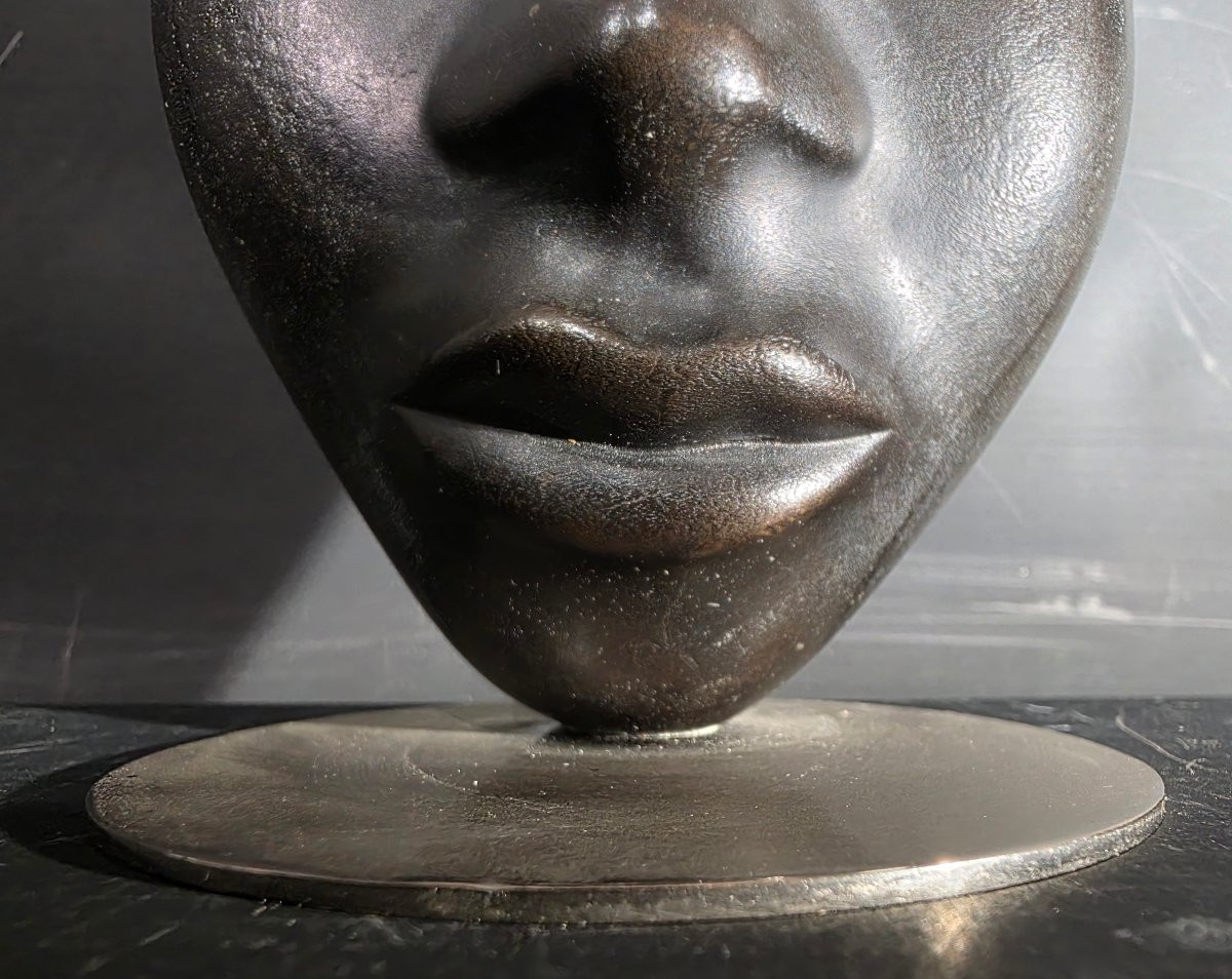 Sculpture  bronze masque africain signé Karl HAGENAUER(1898-1956) -photo-4