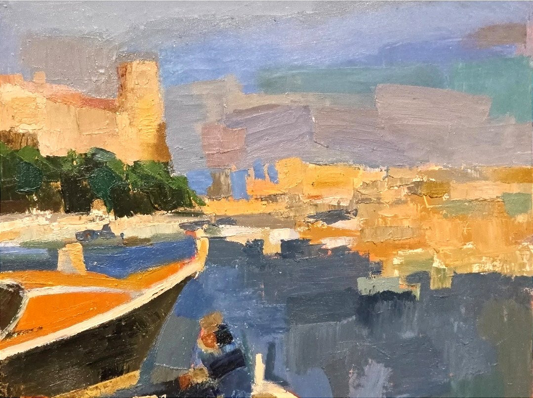 Oil Painting Seaside Boats Cubism Signed Jan Jacob Kate III (1914-1996)-photo-3