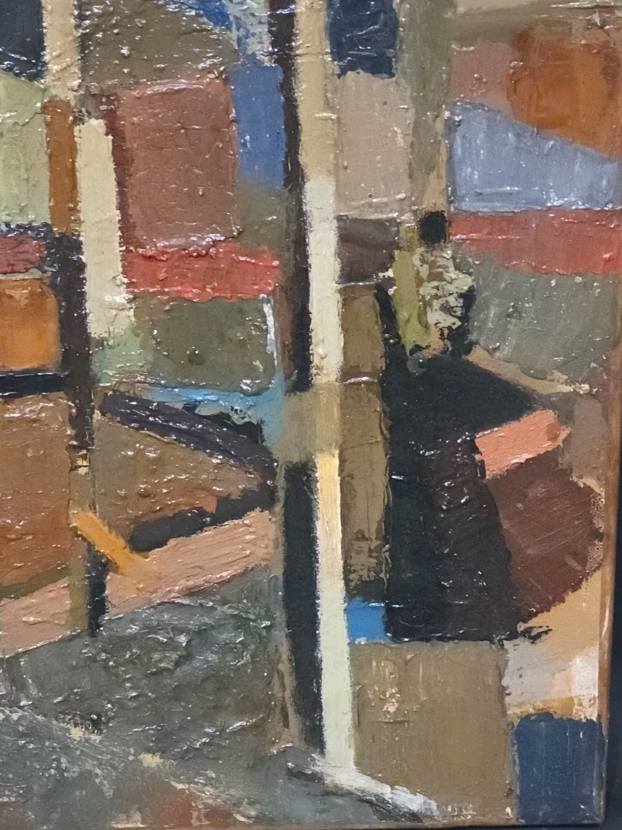 Tableau huile Bord de mer Cubisme atelier Jan Jacob KATE III (1914-1996)-photo-1